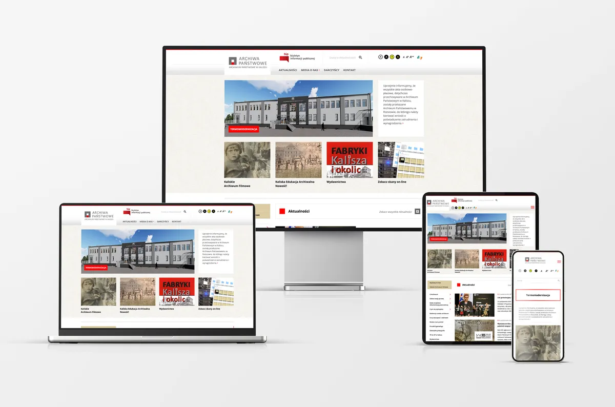 Strona internetowa dla Archiwum Państwowego w Kaliszu