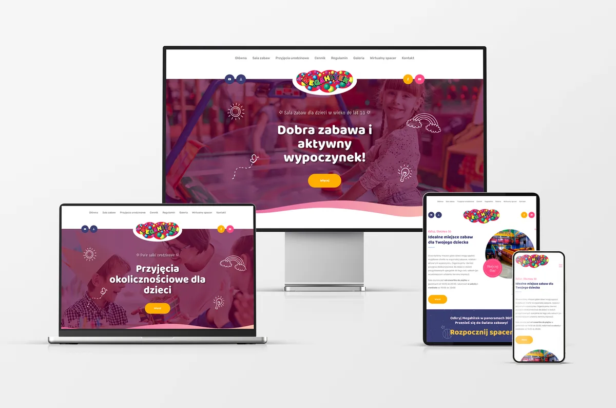 Strona internetowa dla sali zabaw Megahitek
