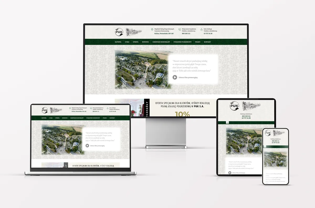 Strona internetowa dla Usług Pogrzebowych PUK S.A.