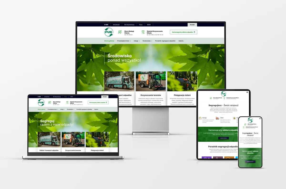 Strona internetowa dla Przedsiębiorstwa Usług Komunalnych w Kaliszu