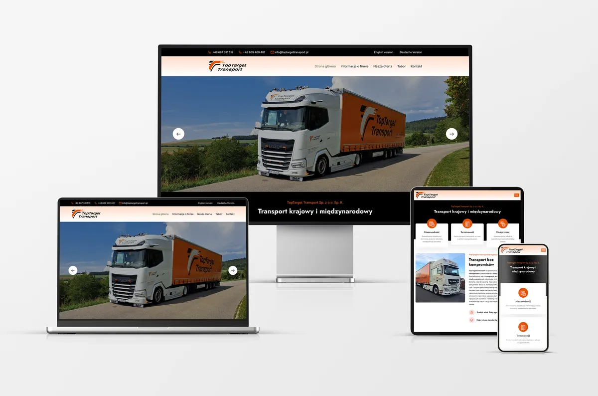 Strona internetowa dla TopTarget Transport