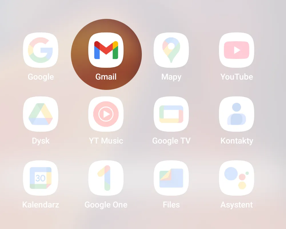 Ekran główny Android – ikona aplikacji Gmail
