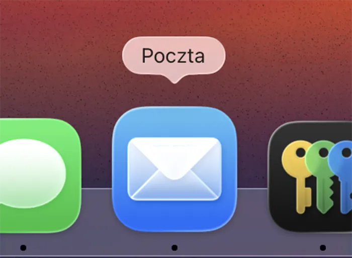 macOS – Dock z ikoną aplikacji Poczta (Mail)