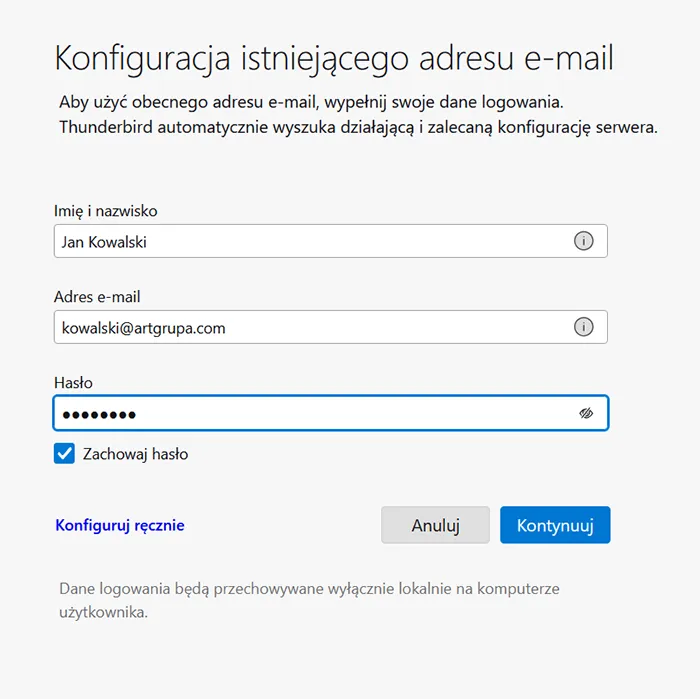 Outlook dla Windows – ekran z polem Sugerowane konta