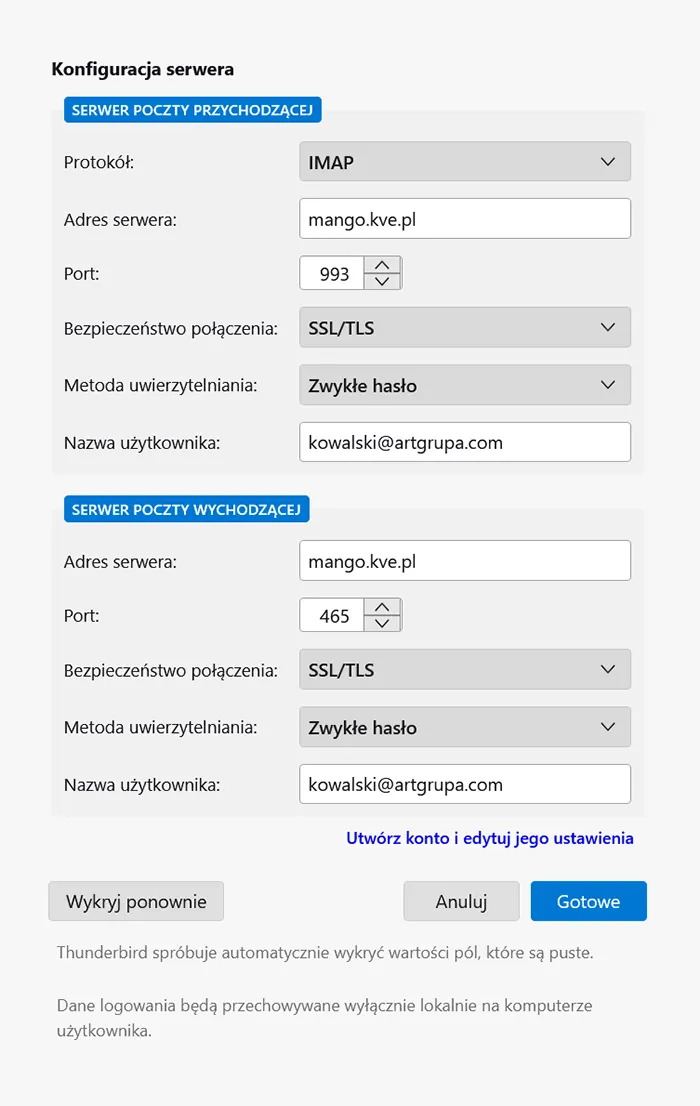 Outlook dla Windows – okno z przyciskiem Wybierz dostawcę